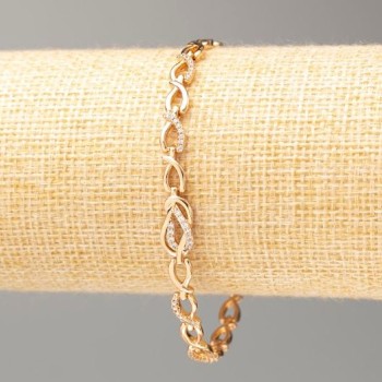 Bracelet Xuping 18K Gold Plating, length 19cm, thickness 5mm± with white crystals