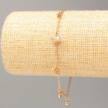 Bracelet Xuping 18K Gold Plating with Rhinestones, length 17-20 cm, thickness about 2 mm