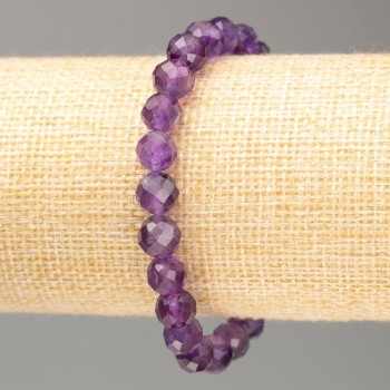  Bracelet made of natural amethyst, faceted round beads, 8mm diameter ±, length 18cm ± on elastic