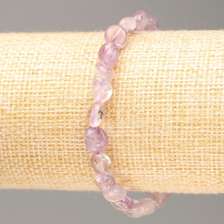 Natural Stone Bracelet Amethyst Cabochon, 7x8-6x7 mm+, 18 cm length +- stretch