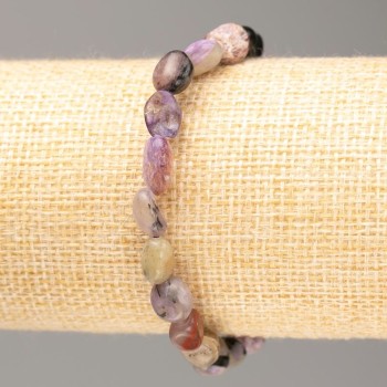 Charoite Natural Stone Bracelet on Elastic Cord, faceted, diameter 9×7(±)mm, circumference 18cm