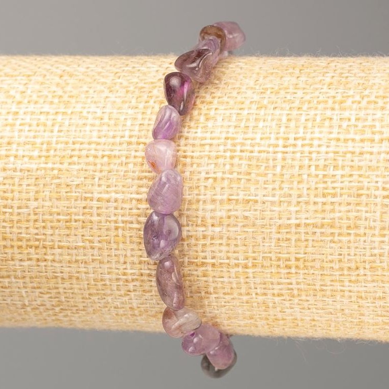 Bracelet with natural Amethyst, tumbled, 8x5mm beads, length 18 cm