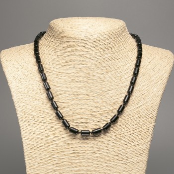 Agate Bead Necklace (raw) smooth cylinder, 10x6mm diameter +-, length 48cm +