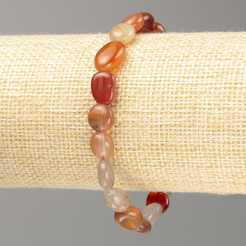 Carnelian Natural Stone Beaded Bracelet on Elastic Cord, 11x8mm beads, 18 cm length