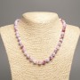 Necklace "Colors of Summer" white violet reddish smooth beads, 8mm diameter +-/-, length 50cm +/- made of white jade (synthetic dyed)