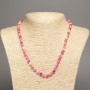 Necklace "Colors of Summer" white-yellow-raspberry smooth beads, 6mm diameter ±, length 50cm ±, made of white jade (synthetic dyed)