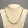 Necklace “Colors of Summer” white-blue-green smooth beads, diameter 8mm±, length 50cm±, made of white jade (synthetic dyed)