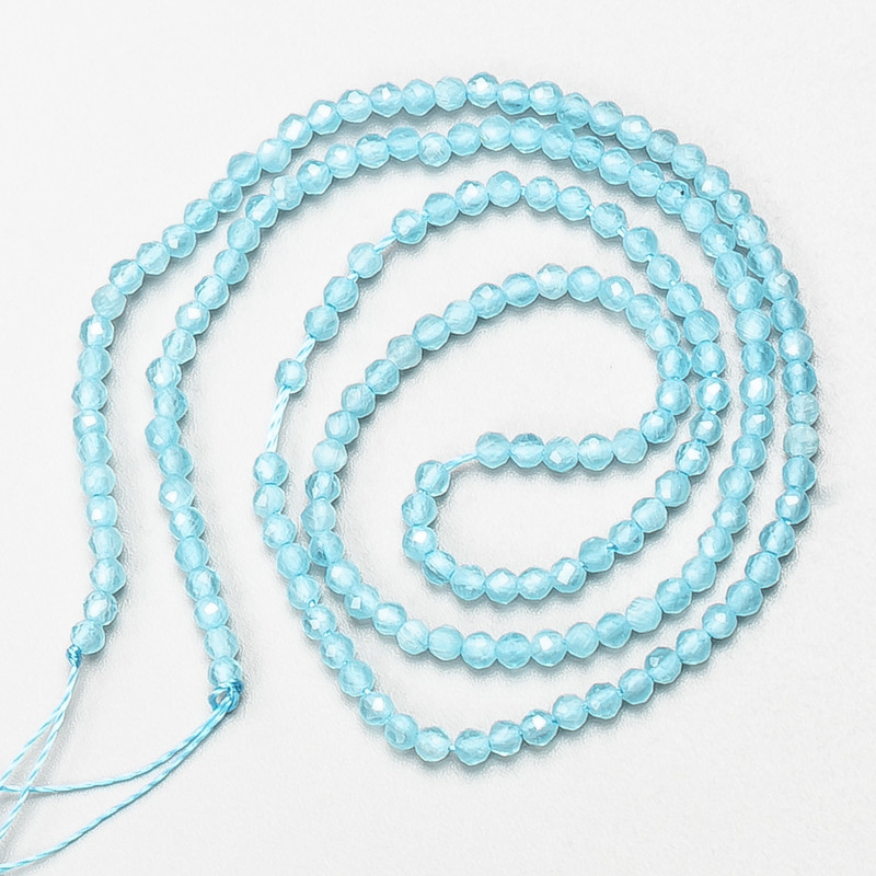 Fine blue spinel beads (synthetic) faceted round beads, diameter 2mm ± on thread, length 37cm