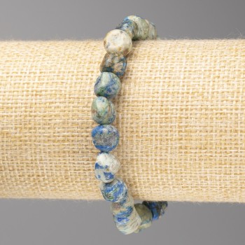Sodalite Bead Bracelet, faceted, 10x10 mm +/- diameter, elastic band, length 18 cm+