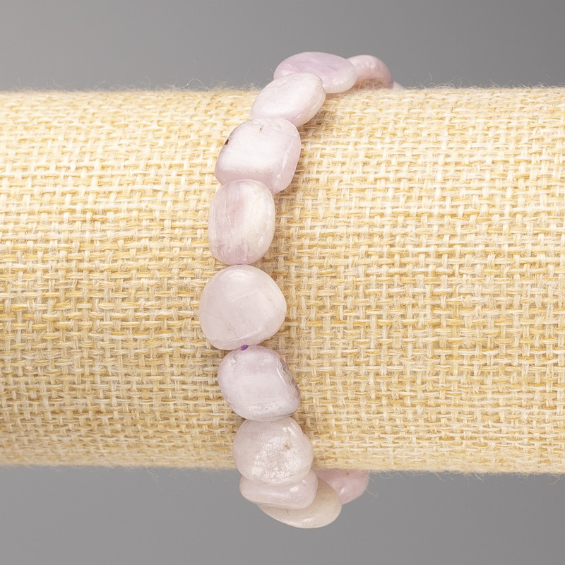 Kunzite Stone Bracelet Bezel Cut, diameter 10x13mm± on elastic, length 18cm+