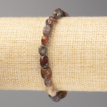 Bronzite Bead Bracelet, faceted, 8x6mm+- on elastic, length 18cm+
