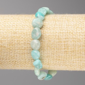 Amazonite Bead Bracelet, faceted, 10×10 mm ± diameter on elastic, length 18 cm +