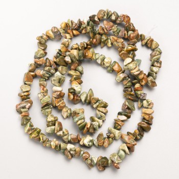 Beads Multicolor Jasper natural stone碎   on thread, chip 8x3mm+-, length 86cm +