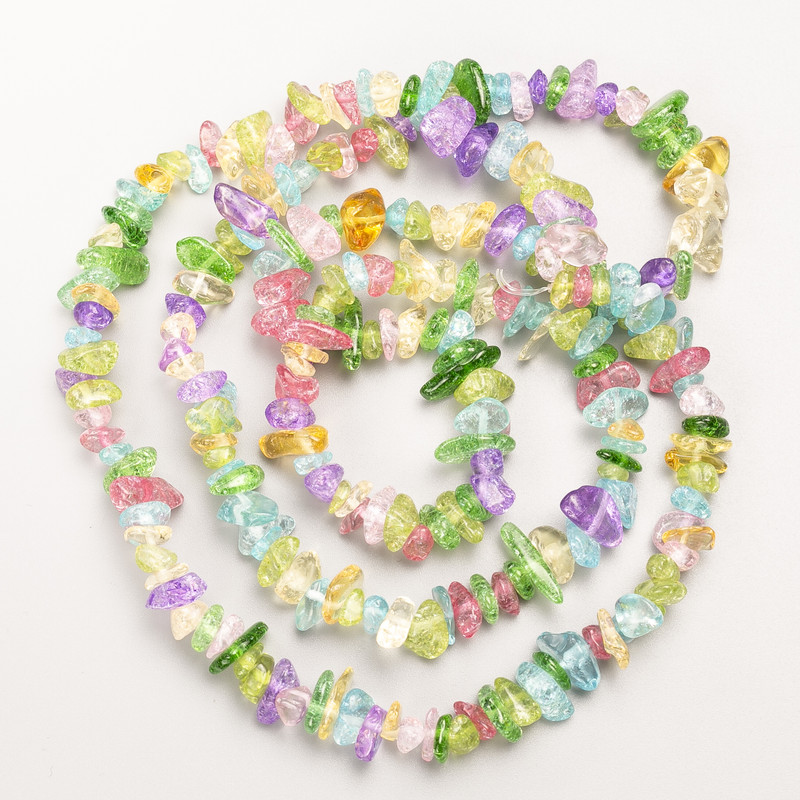 Colored glass bead fragment on fishing line, 10×4 mm ±, length 80 cm +