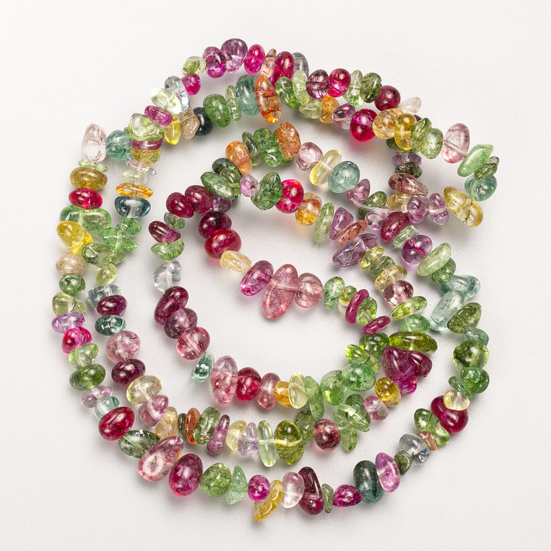 Colorful Glass Beads on Threading with Twist, 8x4 mm, length 80 cm