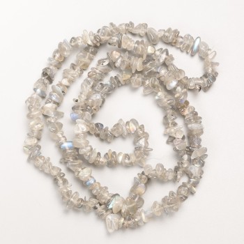 Labradorite Beads natural stone chip on thread, diameter 7x3mm±, length 80cm ±