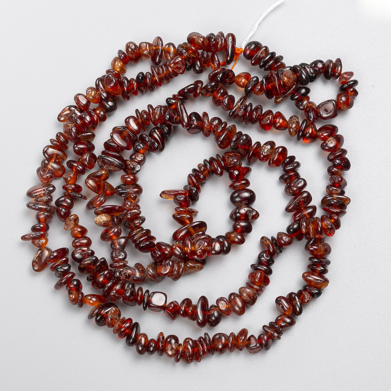 Garnet Hematite Beads natural stone chips on thread, diameter 6×3 mm±, length 84 cm ±