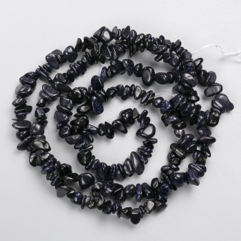 Aventurine Beads Night of Cairo natural stone chip on thread, diameter 8×3 mm ±, length 80 cm +