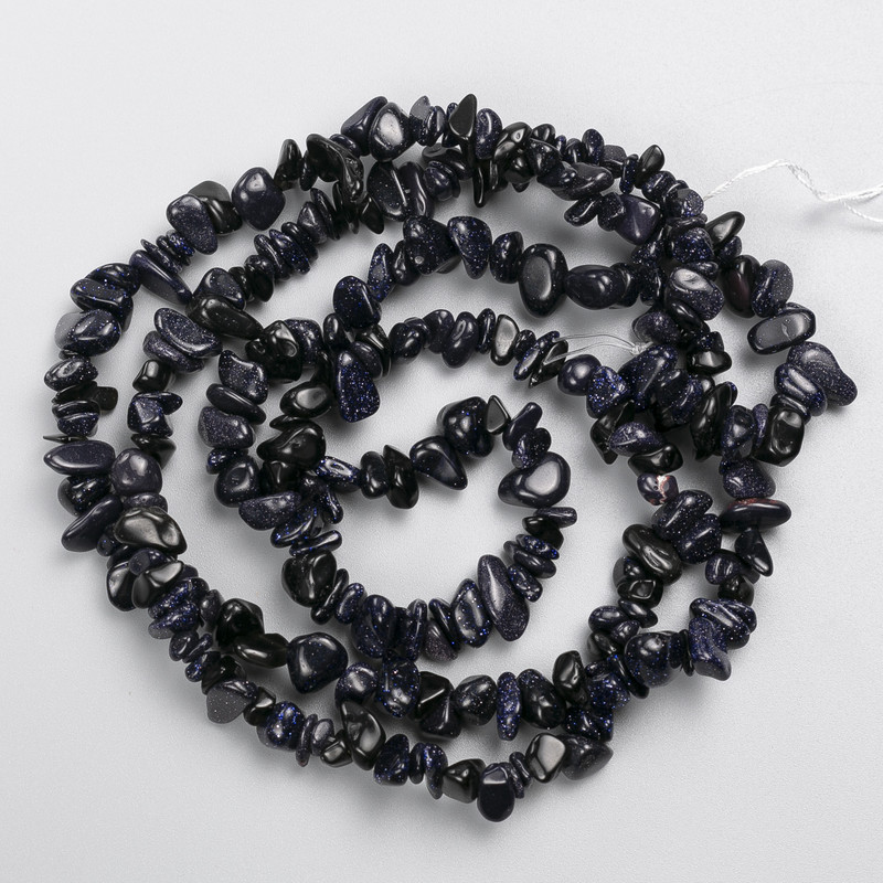 Aventurine Beads Night of Cairo natural stone chip on thread, diameter 8×3 mm ±, length 80 cm +