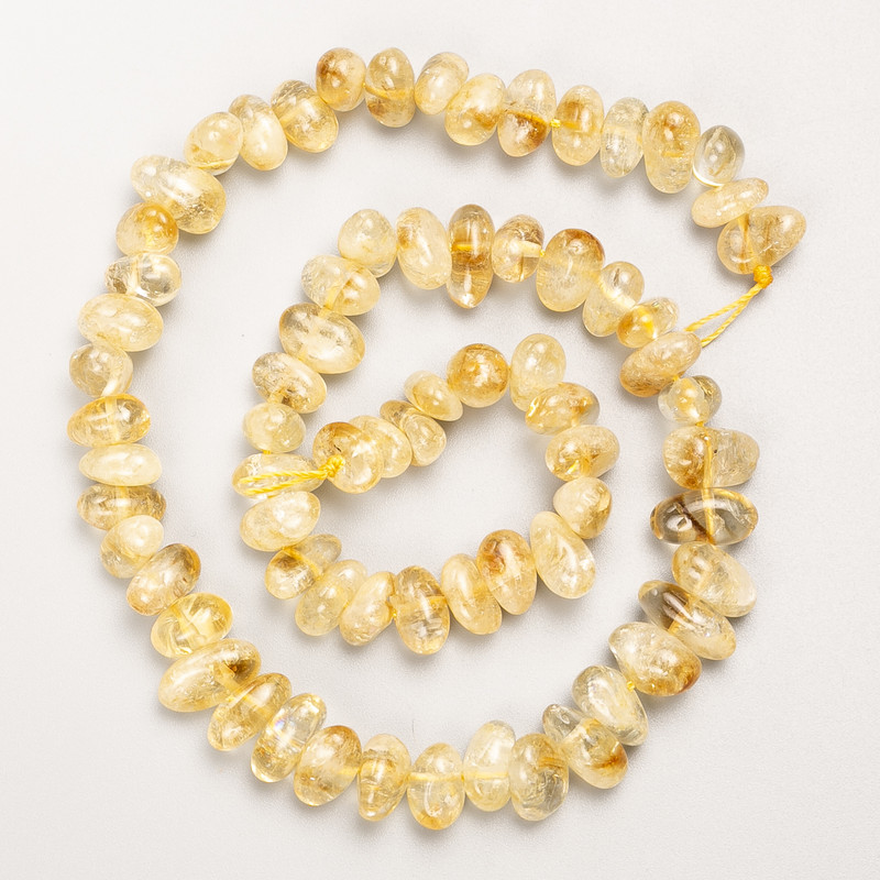 Citrine Beads, Natural Stone, Faceted, on Thread, 8×5 mm, +/- , Length 41 cm