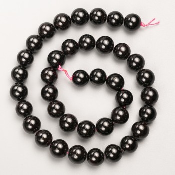 Garnet Beads natural stone smooth ball on a thread, diameter 10mm±, length 38cm ±