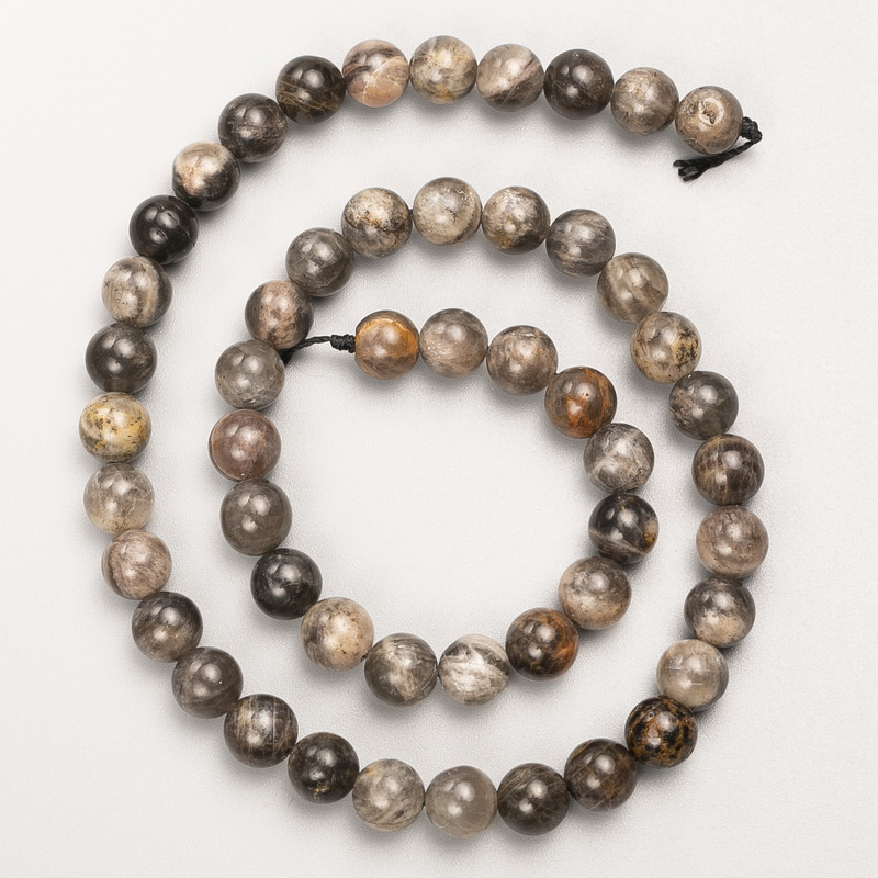 Sunstone Beads Natural Stone Smooth Round Bead on Thread, Diameter 7.5mm±, Length 39cm ±