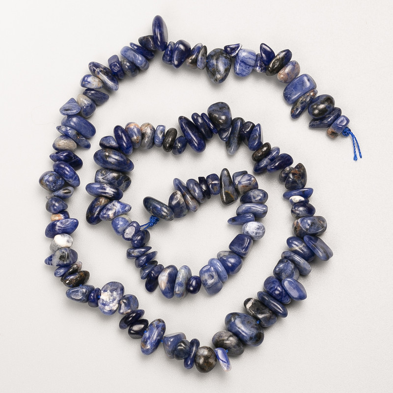 Sodalite Beads natural stone chip on thread, diameter 8x4mm+-, length 40cm +