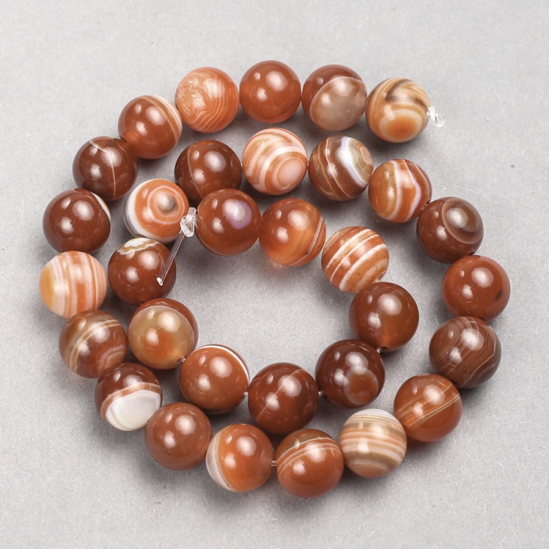 Orange Agate Smooth Round Beads on Thread, 12mm diameter ±, 38cm length ±