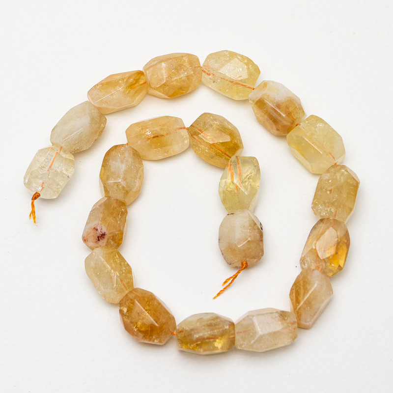 Citrine Beads, Natural Stone, Multisided (Faceted) 14×20 mm ±, 40 cm ± on a thread