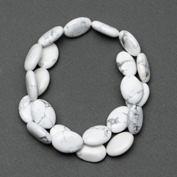 Howlite Beads natural stone, oval, 13×18×6 mm, 40 cm on fishing line