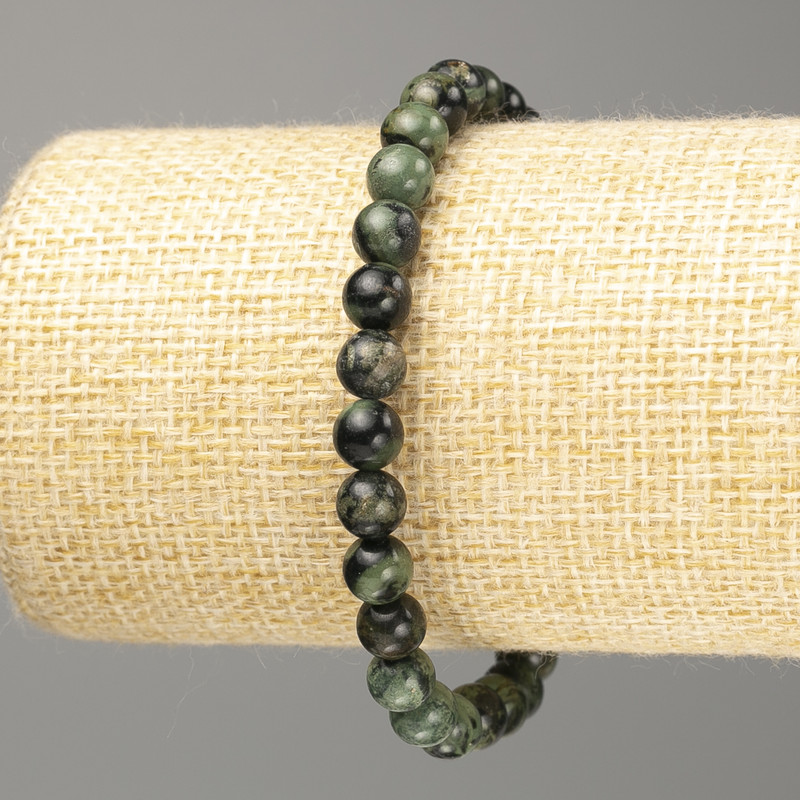 Ocean Jasper Bracelet Smooth Round Beads, 6.5 mm diameter, 18 cm length (stretch)