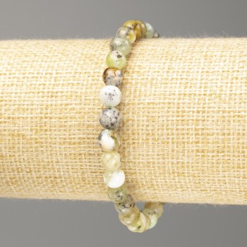 Bracelet Green Opal natural stone smooth bead, diameter 7mm±, length 18cm (stretch)