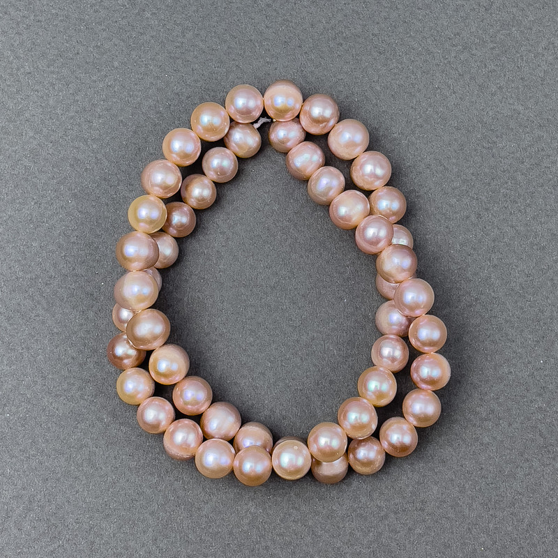 Peach Freshwater Pearls on a Thread, diameter 9x8mm±, length 40cm±