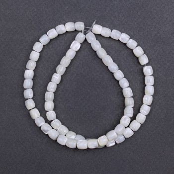 Mother-of-Pearl Barilo Beads, 6×6mm diameter, 40cm length on fishing line