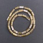 Beige Mother-of-P pearl cylindrical beads, 5x10mm diameter, 40cm length on fishing thread
