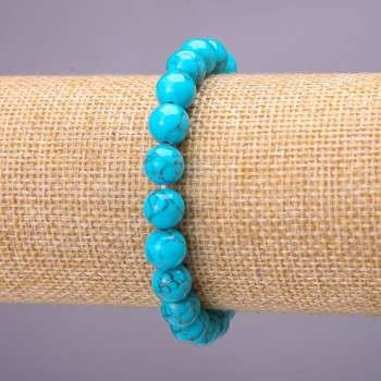 Bracelet Turquoise (loose) smooth bead, diameter 8(±)mm on elastic, length 18cm