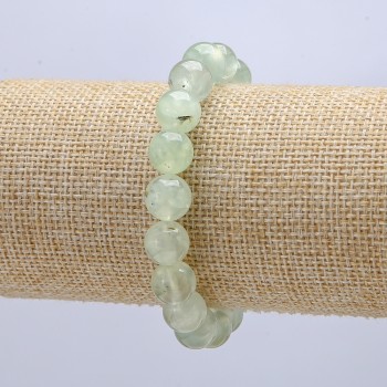 Bracelet on elastic Prehnite smooth beads, 10mm diameter, 18cm length +