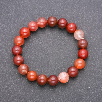 Bracelet made of natural stone Rutilated Quartz Assorted on elastic smooth bead, diameter 10(±)mm, length 18cm