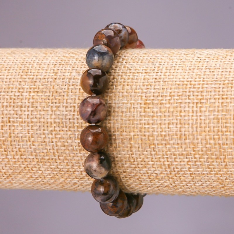 Bracelet with natural petesite on elastic cord, smooth bead, diameter 10(±)mm, circumference 18cm