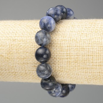Sodalite Bead Bracelet with Natural Stone, Smooth Round Beads 12.5 mm, Length 18 cm (Stretch)
