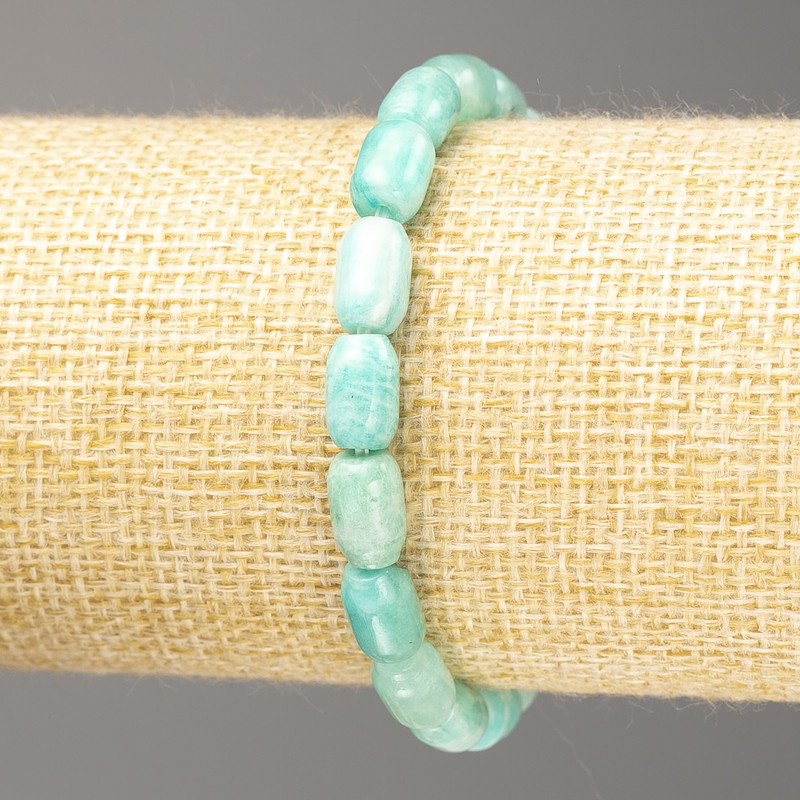 Bracelet made of natural Amazonite, barrel-shaped beads, diameter 9x6mm, length 18cm (stretch)