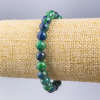 Azurite Bracelet Natural Stone Smooth Bead, 8mm Diameter, 18cm Length (Stretch)