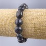 Seraphinite Bracelet, natural stone faceted, diameter 12x14mm, length 18 cm (stretch)
