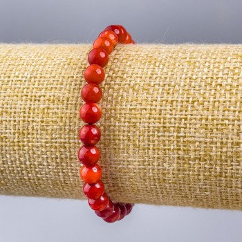Bracelet Coral (piece) smooth bead d 6mm+, length 18cm (stretch)