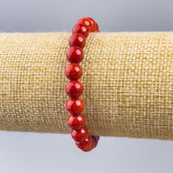 Bracelet Coral (threaded) smooth beads d 8mm+, length 18cm (stretch)