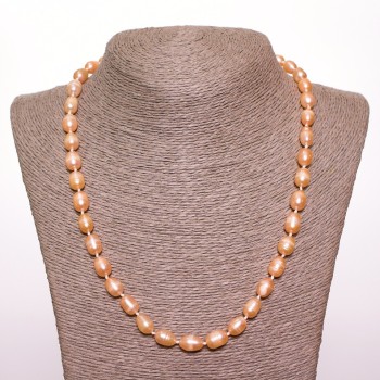 Freshwater Pearl Necklace Peach Oval 8×10 mm (±) | Length 50 cm