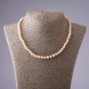 Necklace of pink freshwater round pearls, diameter 6mm, length 45cm