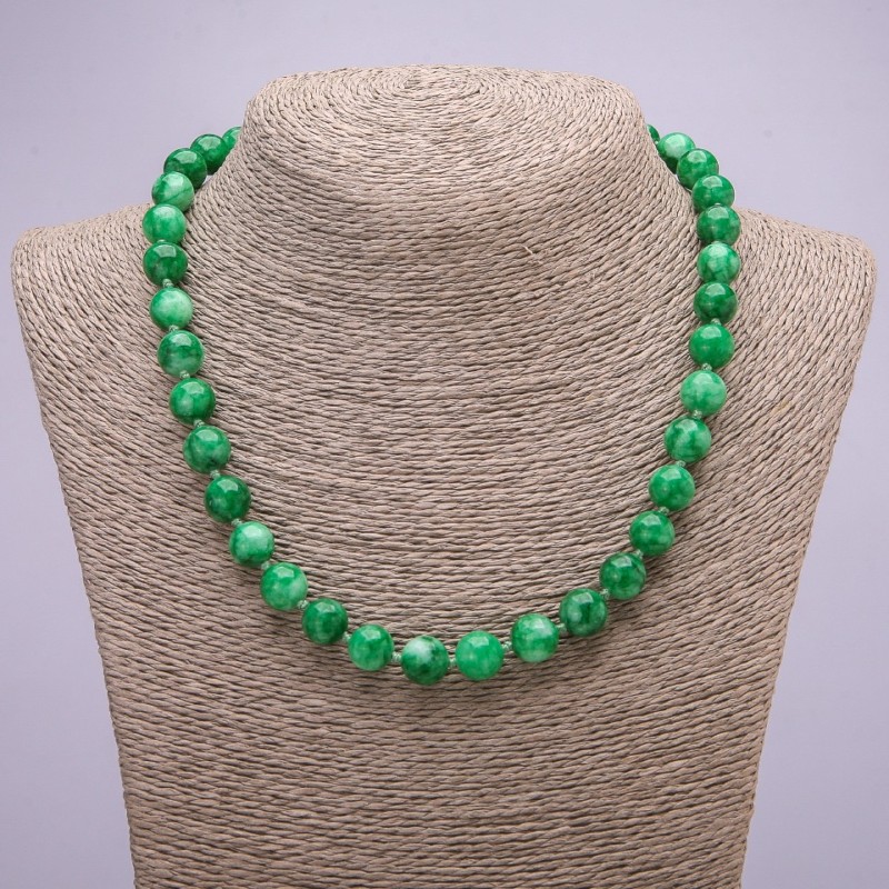 Chrysoprase Bead Necklace, Round Polished Beads 10mm ±, Length 45cm