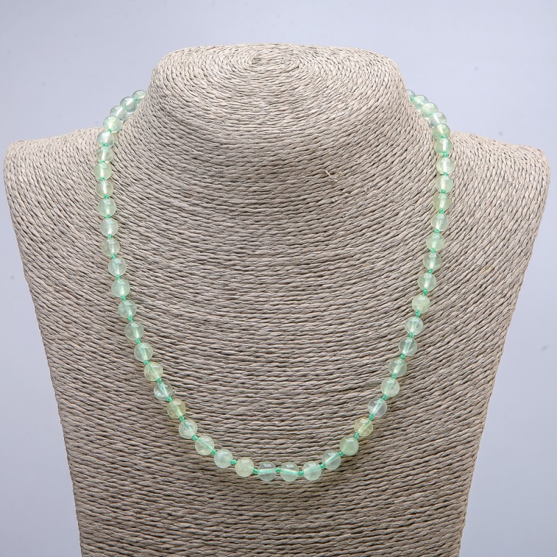 Prehnite Necklace, smooth round beads 6mm diameter, length 46cm +