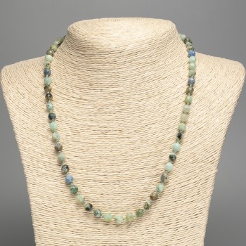 Chrysocolla and Lazurite Necklace, Faceted Lazurite Bead 6mm, 50cm+ Length